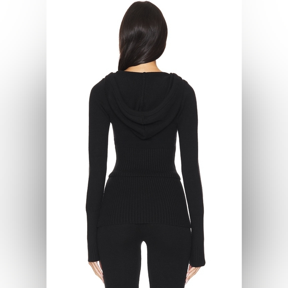 Frankie's Bikini Black Aimee Cable Cloud Knit Hoodie & Fleur Pants Set Small - Picture 4 of 12